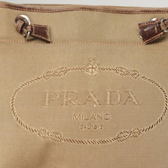 PRADA Shoulder Bag Canvas Brown Gold Auth - Picture 10 of 16